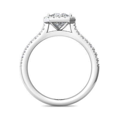 14K White Natural Diamond Semi-Mount Ring that accomodates a 5.00 mm Center