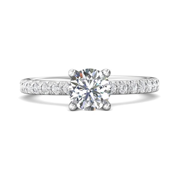 14K White Natural Diamond Semi-Mount Ring that accomodates a 7.50 Center