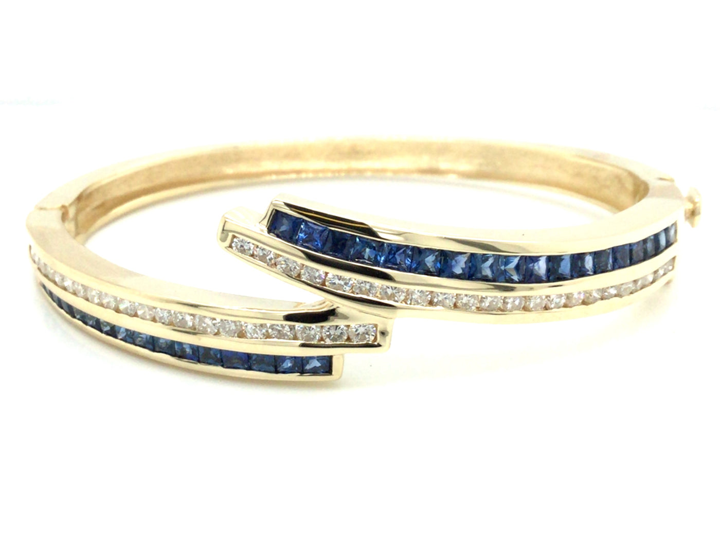 14K Yellow Sapphire and Natural Diamond Bangle Bracelet