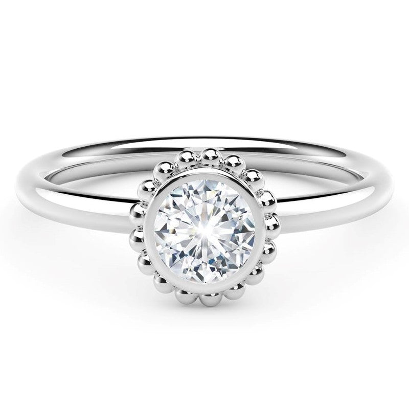 18K White Solitiare Natural Diamond Ring Size 6.5