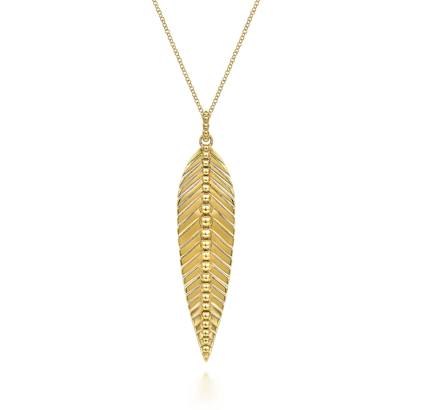 14K Yellow Leaf Necklace 17.5 inch