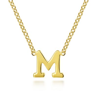 14K Yellow Letter M Necklace 17.5 inch
