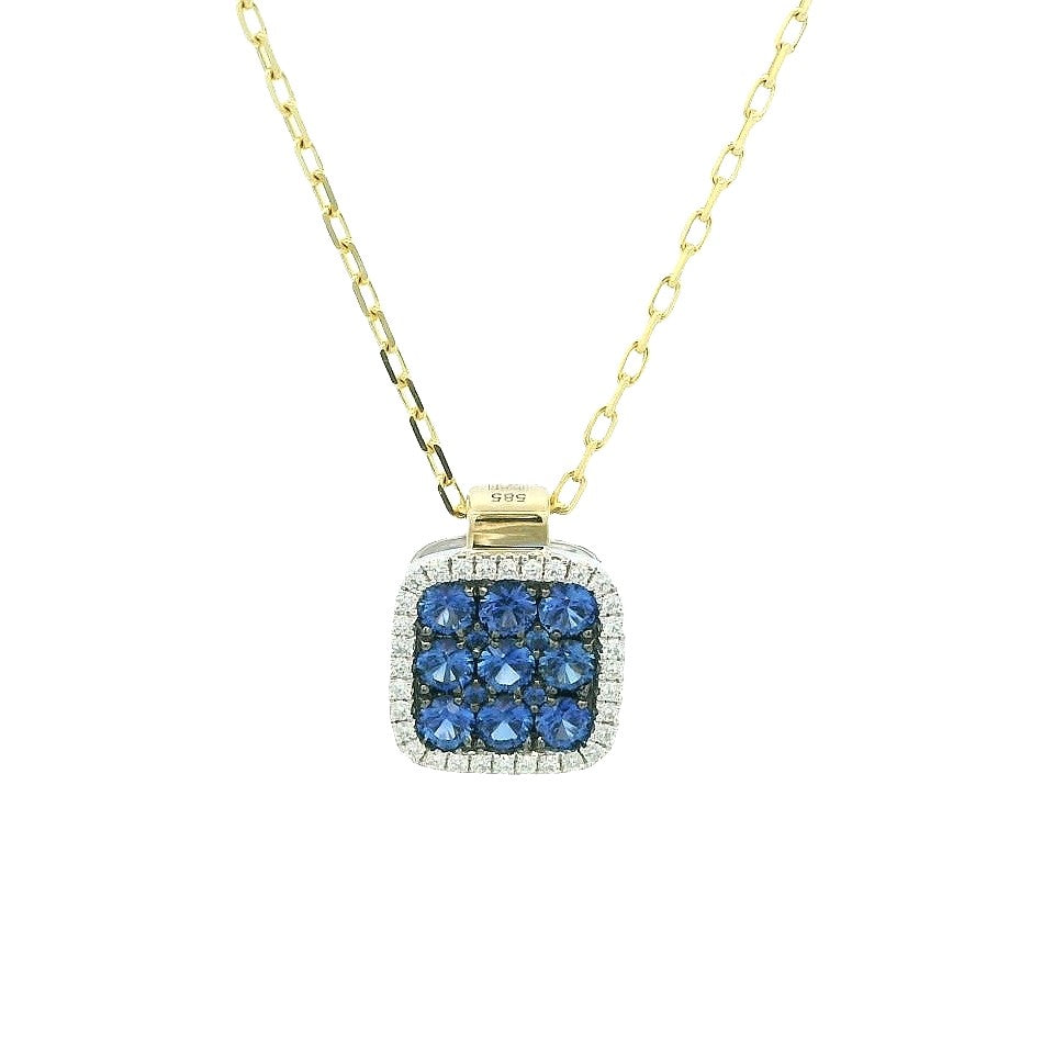 14K Yellow & White Sapphire and Natural Diamond 18 inch Necklace