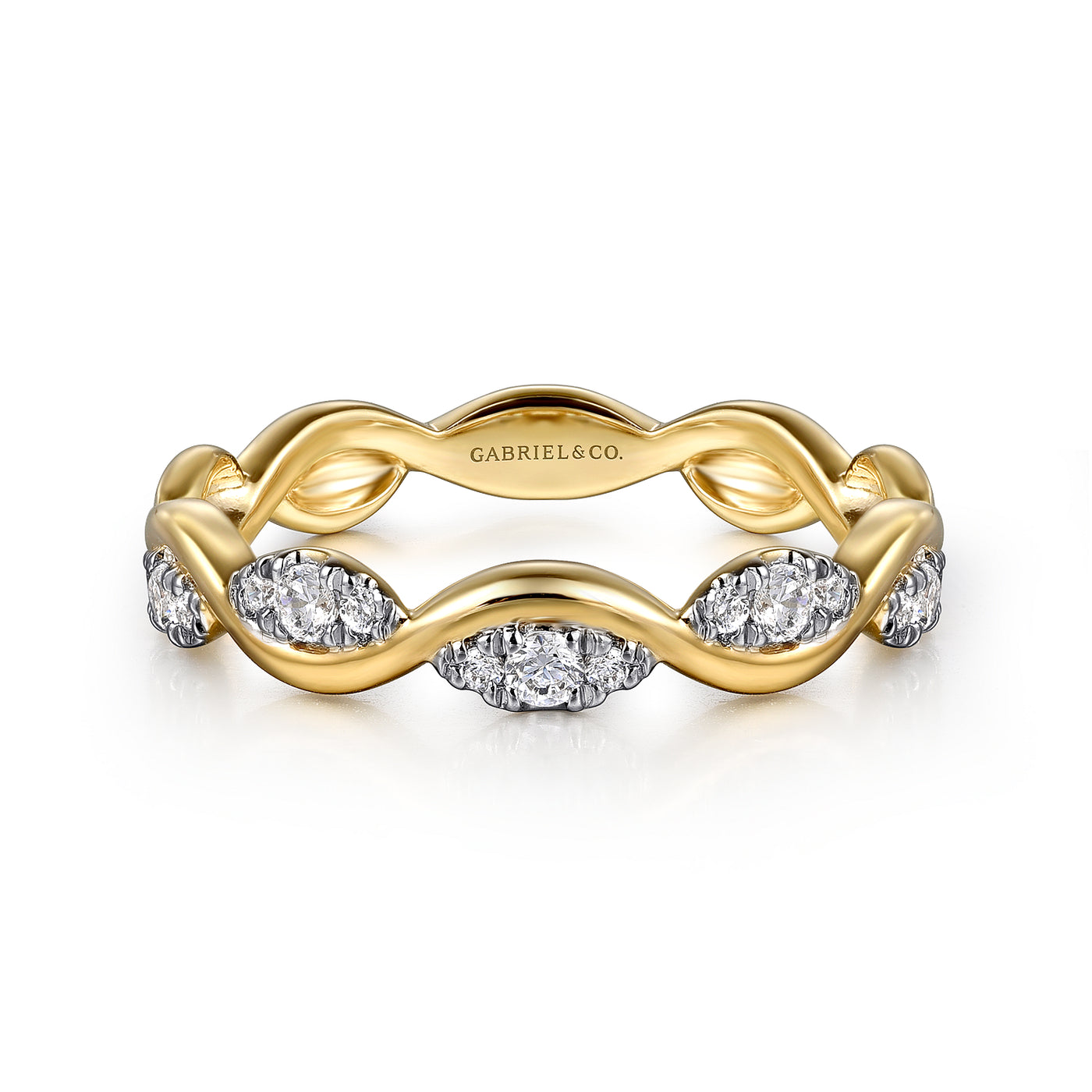14K Yellow Stackable Natural Diamond Ring Size 6.5