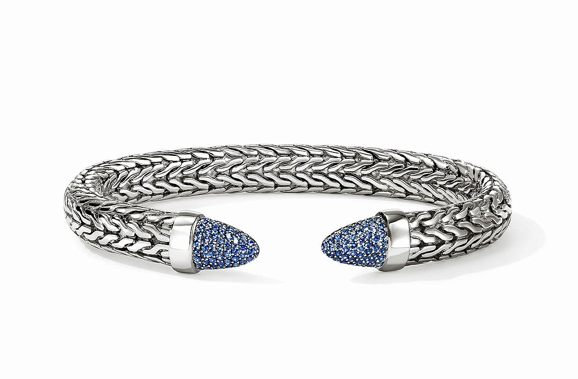 Sterling Silver Blue Sapphire Spear Cuff Bracelet