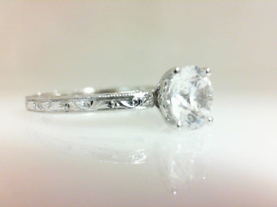 14K White Natural Diamond Semi-Mount Ring that accomodates a Center