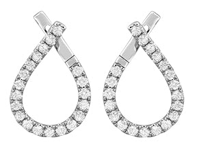 18K White Natural Diamond Hoop Earrings