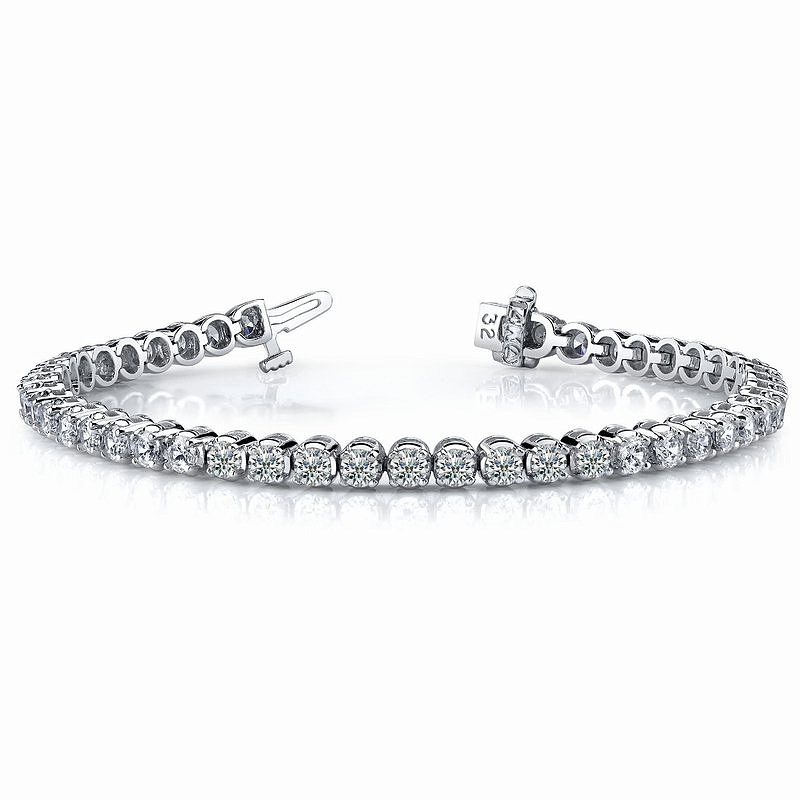 14K White Natural Diamond Tennis Bracelet