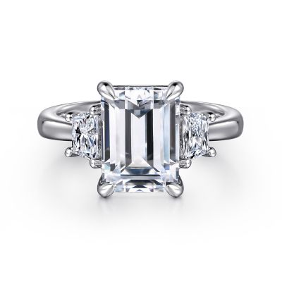 18K White Gold Natural Diamond Semi-Mount Ring that accomodates a 9.50 X 7.00 Center