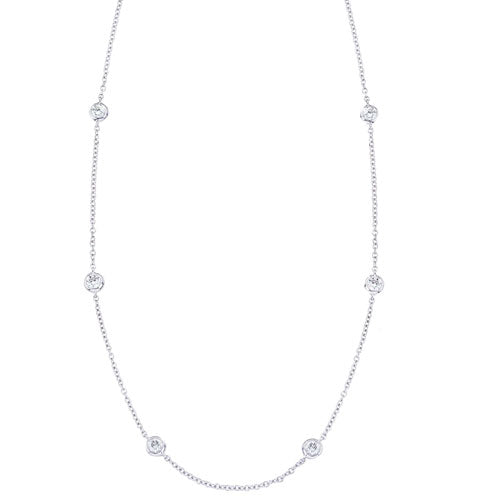 14K White Natural Diamond 18 inch Necklace