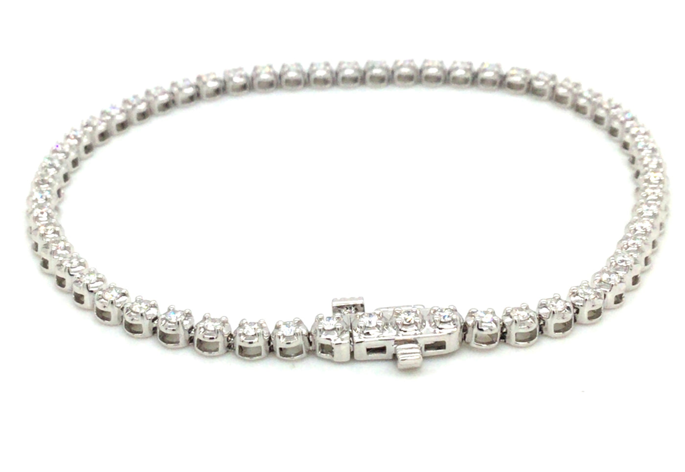14K White Natural Diamond Tennis Bracelet