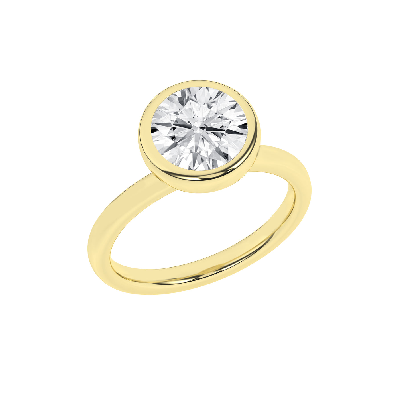 14K Yellow Round Brilliant Cut Lab Grown Diamond Solitaire Engagement Ring