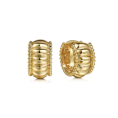 14K Yellow Huggie Earrings