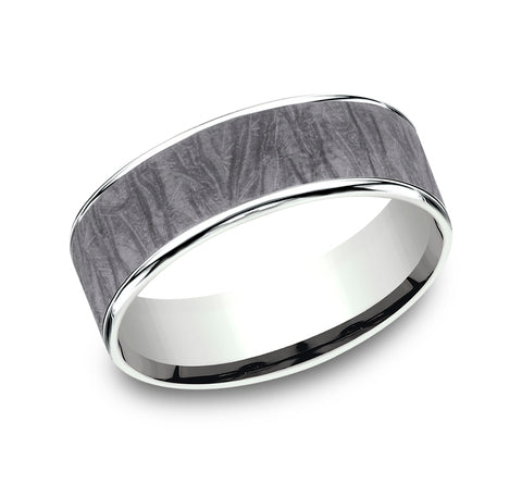 Tantalum/14K White Gold 7.5 mm Ammara Stone Wedding Band