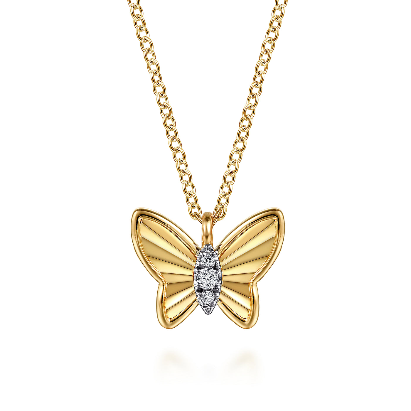 14K Yellow & White Natural Diamond 17.5 inch Necklace