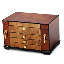 Luxury Jewelry Box Elm Burl Finish