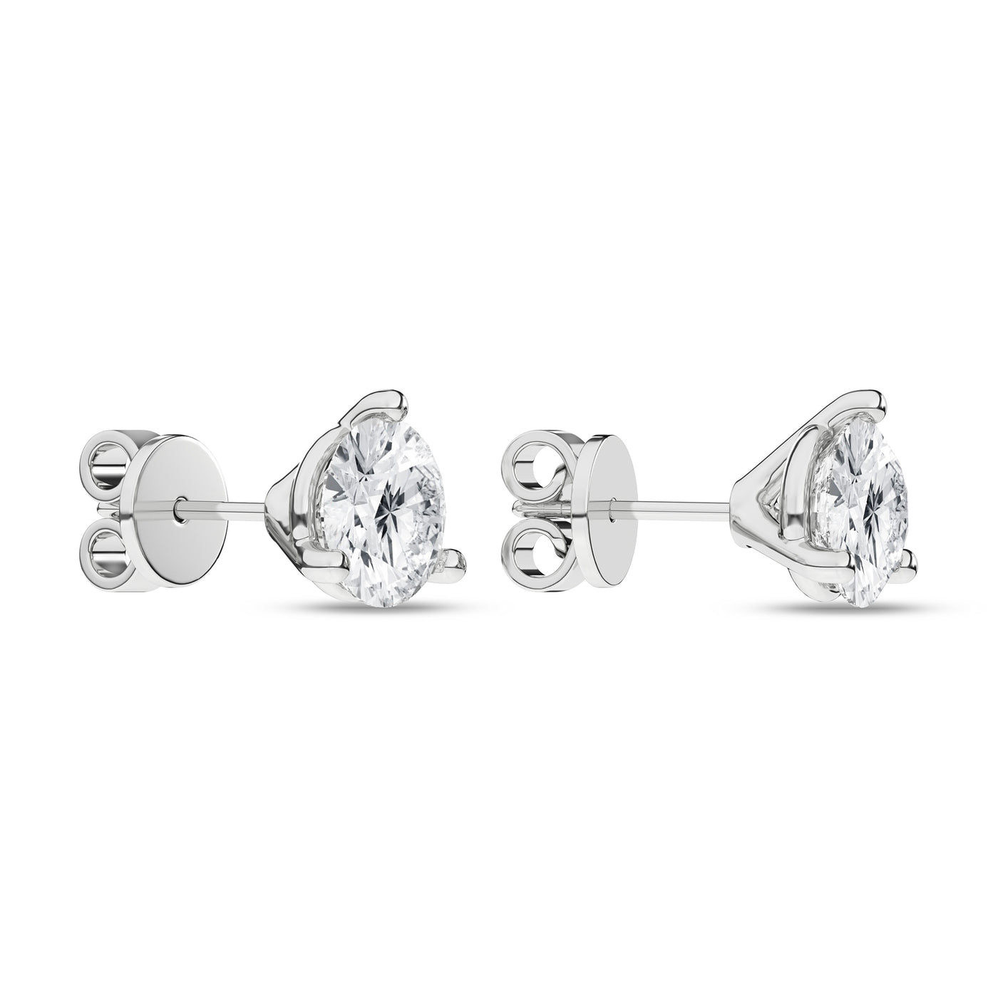 14K White Three Prong Martini Set Lab Grown Diamond Stud Earrings