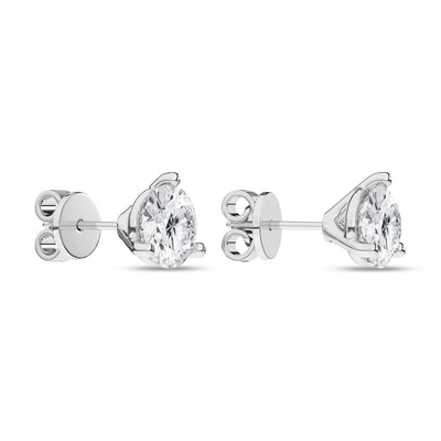 14K White Three Prong Martini Set Lab Grown Diamond Stud Earrings