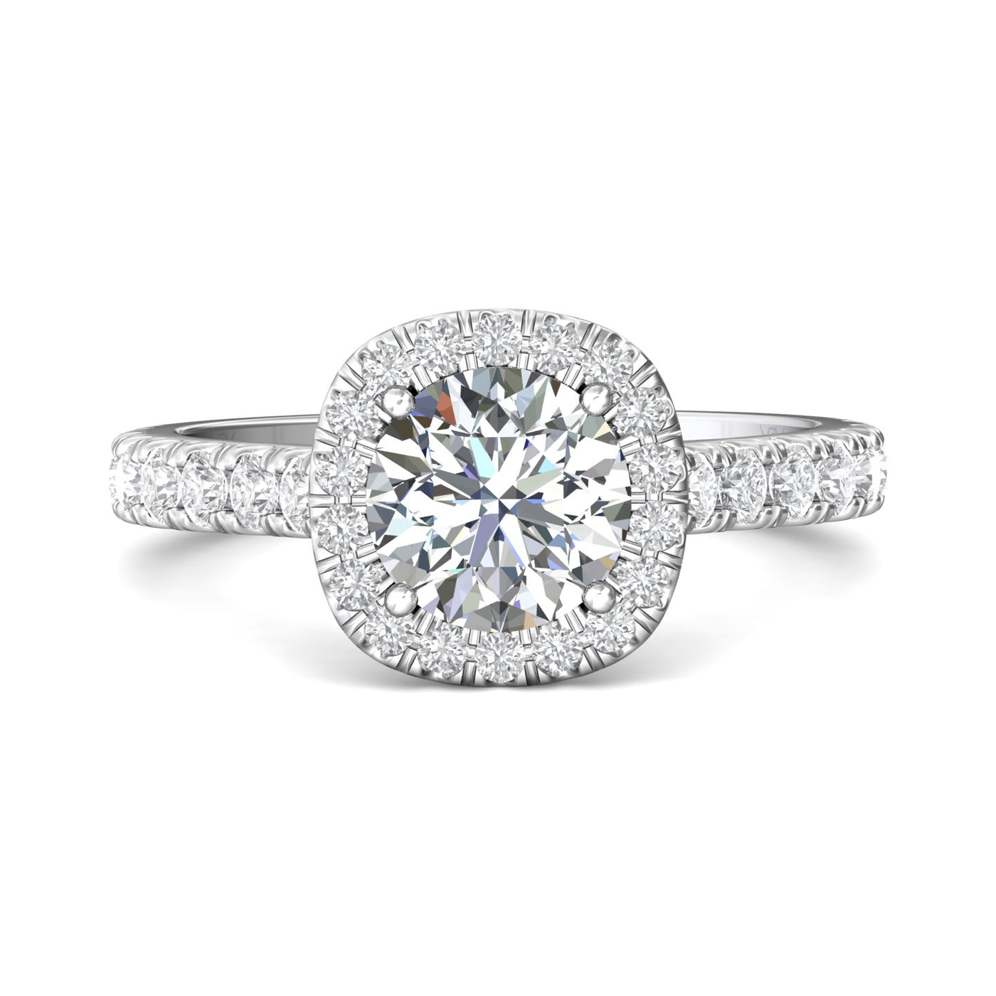 14K White Natural Diamond Semi-Mount Ring that accomodates a 7.00 mm Center