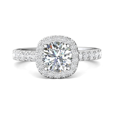 14K White Natural Diamond Semi-Mount Ring that accomodates a 7.00 mm Center