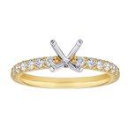 14K Yellow Natural Diamond Semi-Mount Ring that accomodates a 6.00 mm Center