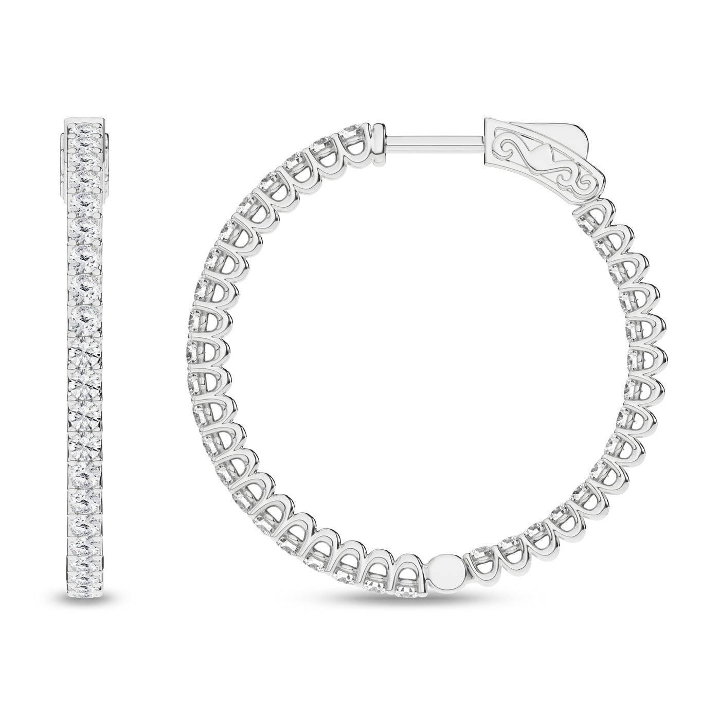 14K White Lab Grown Diamond Hoop Earrings