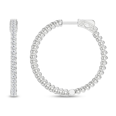 14K White Lab Grown Diamond Hoop Earrings