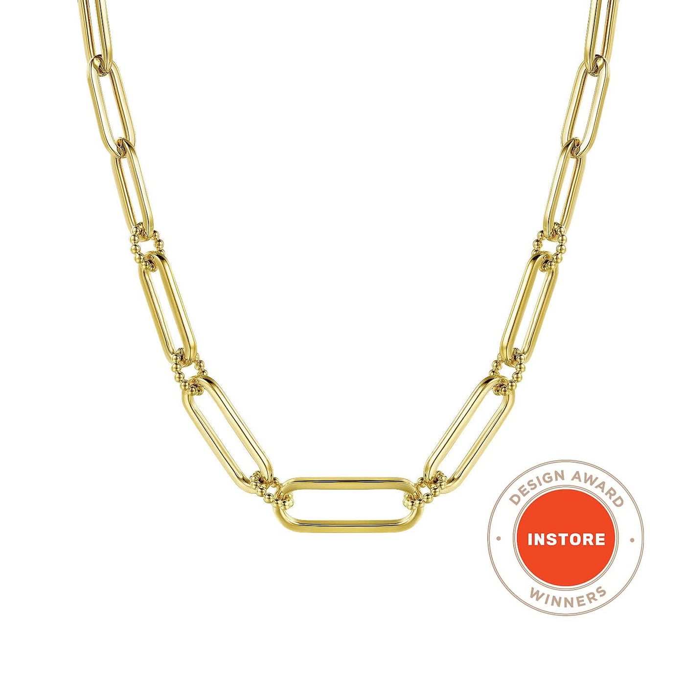 14K Yellow Paperclip Necklace 17 inch