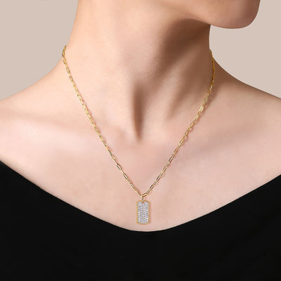 14K Yellow Natural Diamond 18 inch Necklace