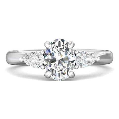 14K White Natural Diamond Semi-Mount Ring that accomodates a 8.00 x 6.00 Center