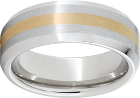 SER/18K White & Yellow 8 mm Satin Inlay Wedding Band Size 10