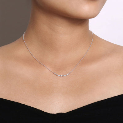 14K White Natural Diamond 17.5 inch Necklace