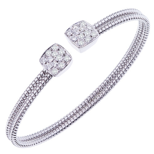18K White Natural Diamond Cuff Bracelet