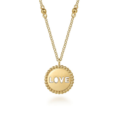 14K Yellow Love Necklace 17.5 inch