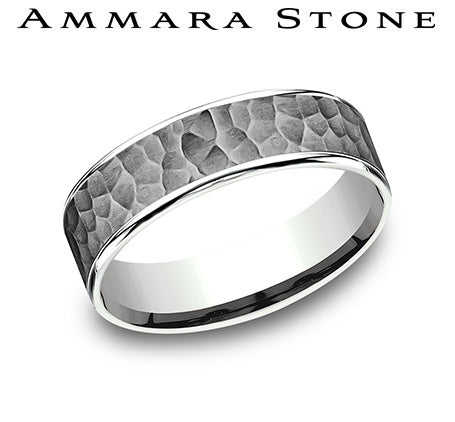 Tantalum/14K Gray and White 6.5 mm Ammara Stone Wedding Band Size 10