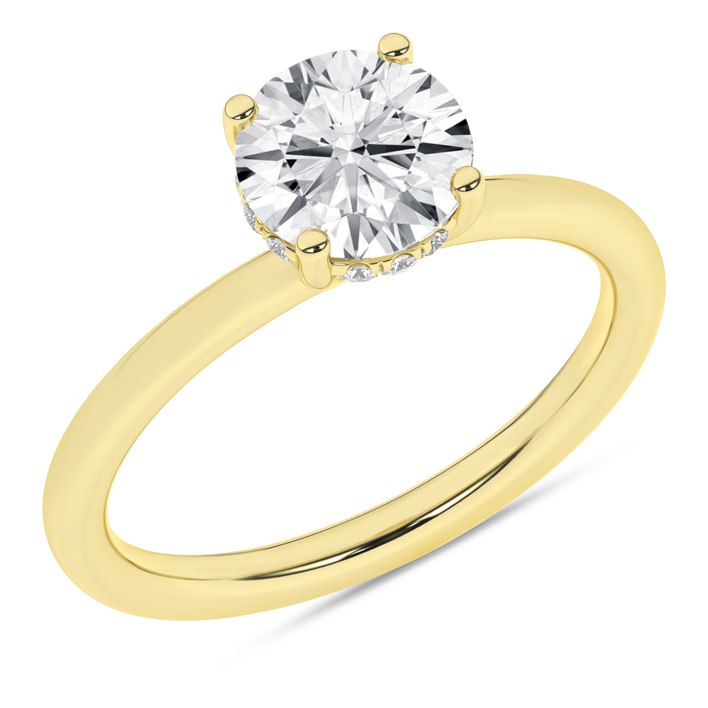 14K Yellow Round Brilliant Cut Lab Grown Diamond Solitaire Engagement Ring