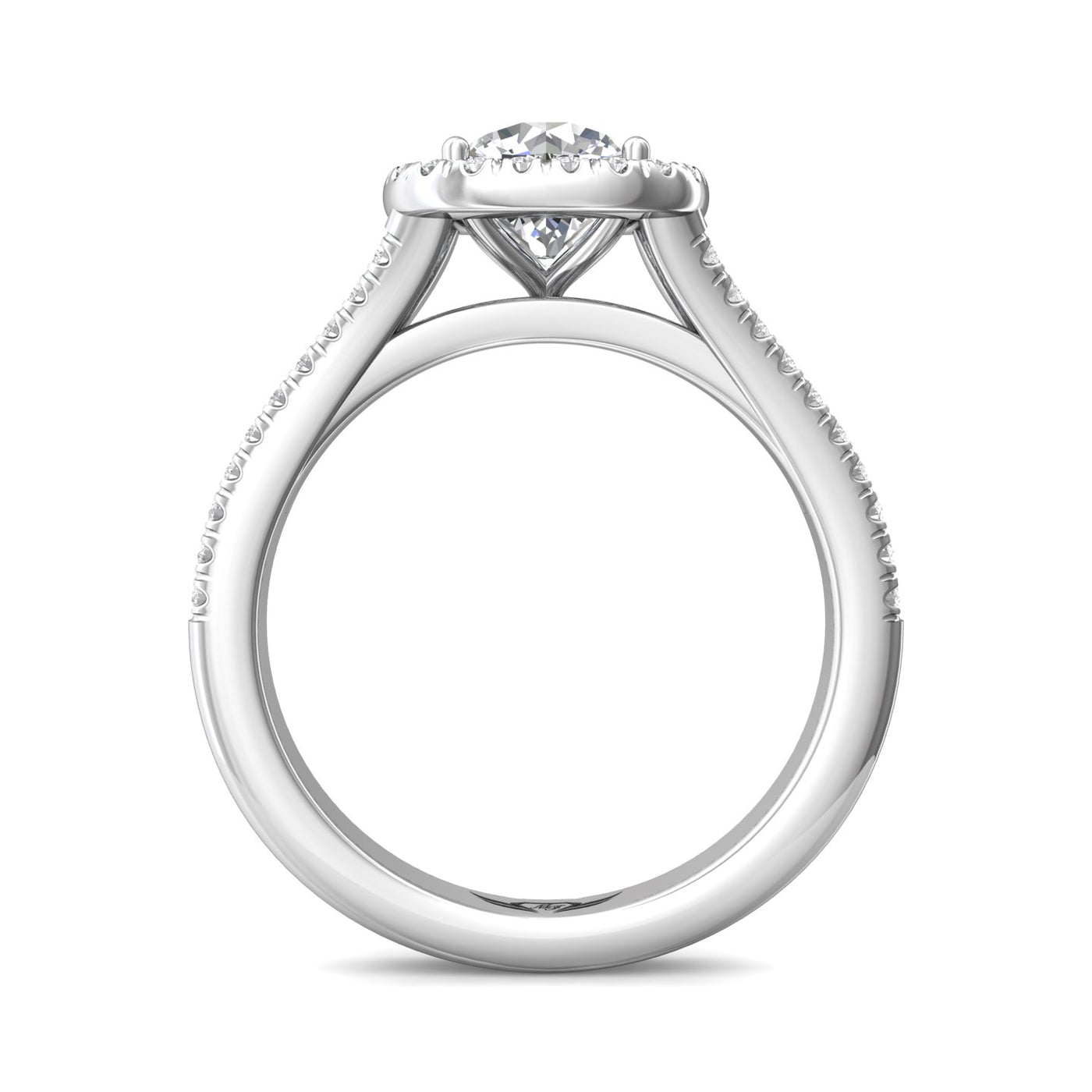 14K White Natural Diamond Semi-Mount Ring that accomodates a 6.50 mm Center