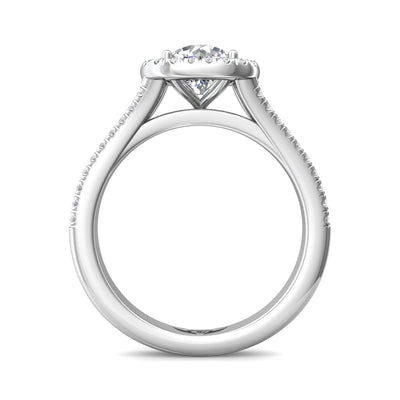 14K White Natural Diamond Semi-Mount Ring that accomodates a 6.50 mm Center