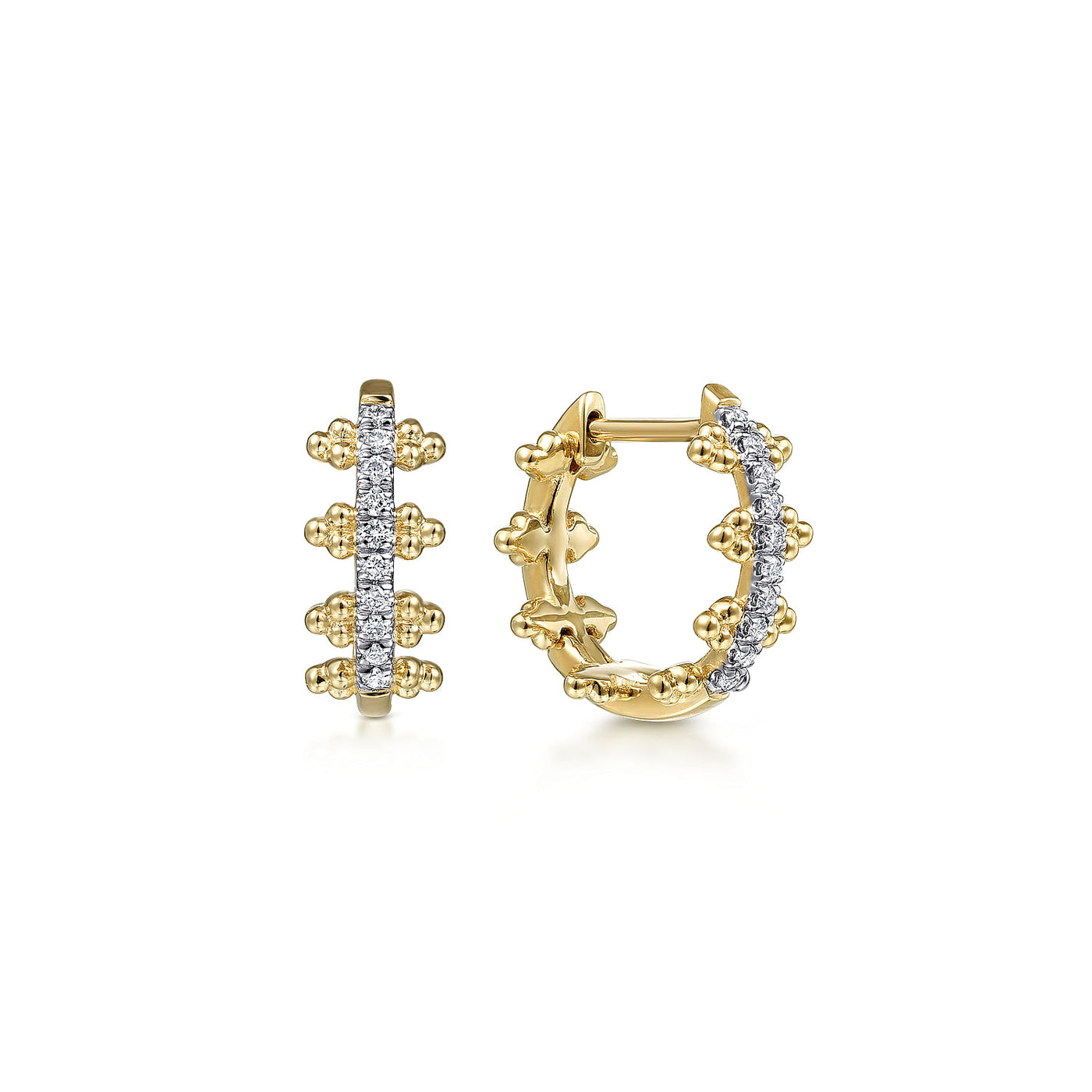 14K Yellow Natural Diamond Huggie Earrings