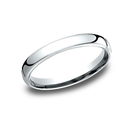 14K White 3.5 mm Euro Wedding Band Size 8