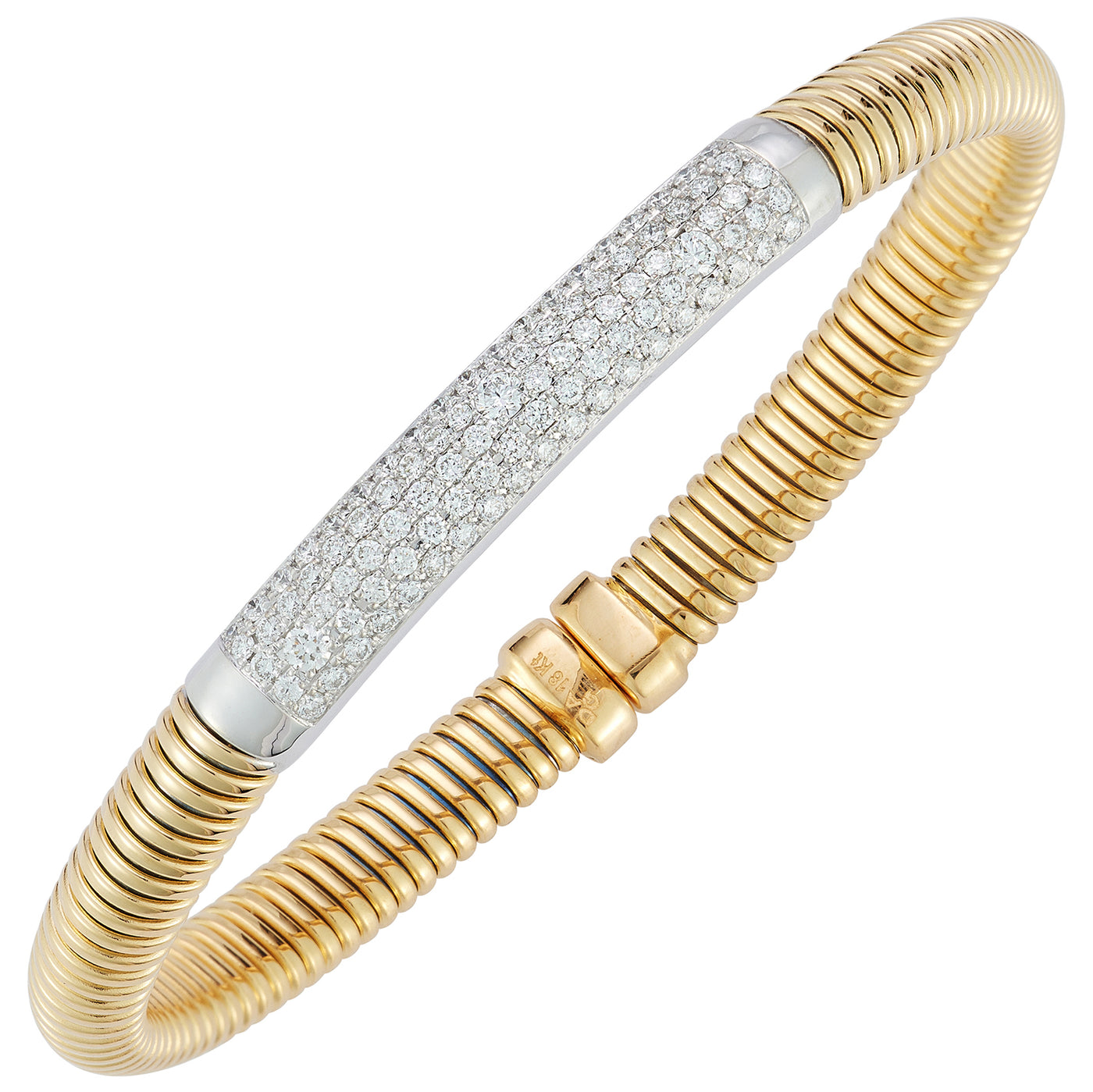 18K Yellow & White Natural Diamond Cuff Bracelet