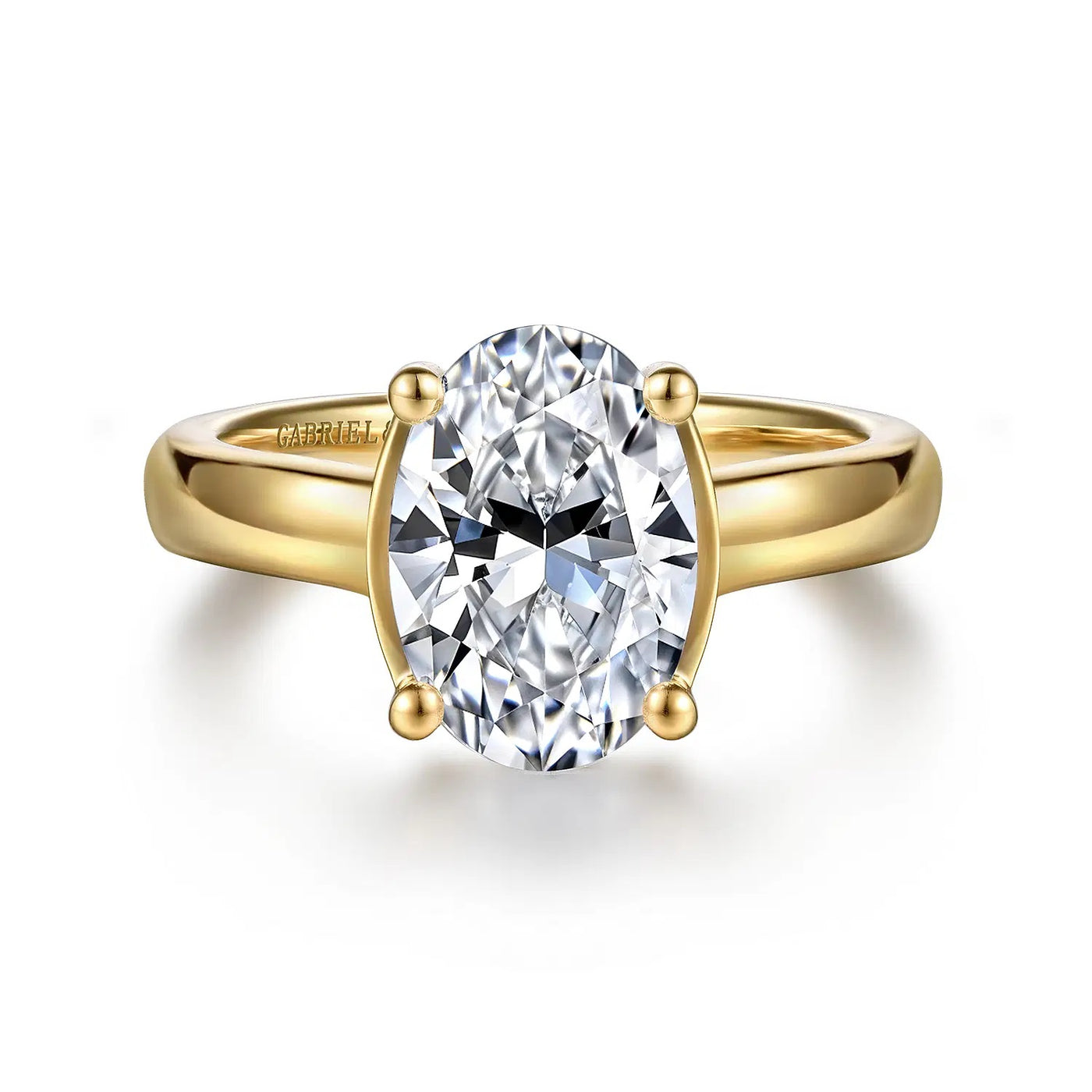 14K Yellow Natural Diamond Semi-Mount Ring that accomodates a 10.5 X 7 mm Center