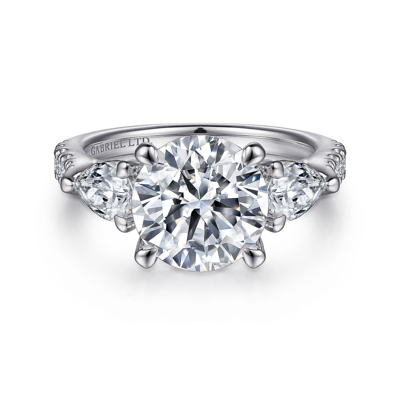 18K White Natural Diamond Semi-Mount Ring that accomodates a 9.00 mm Center