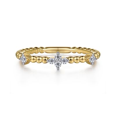 14K Yellow Stackable Natural Diamond Ring Size 6.5