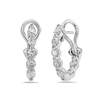 18K White Natural Diamond Hoop Earrings