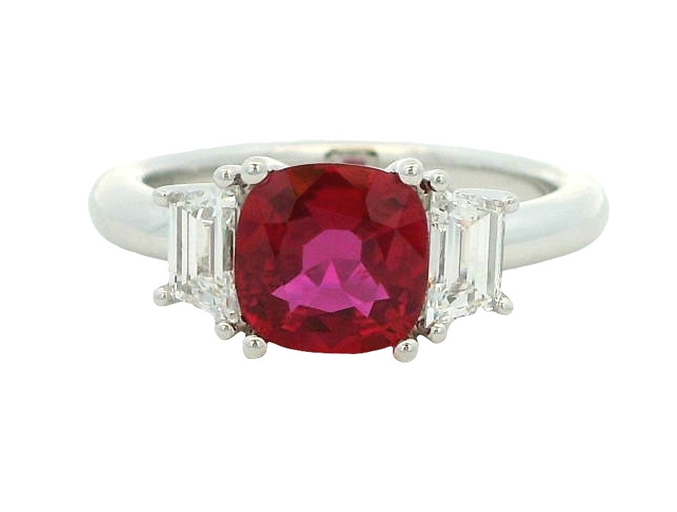 18K White Ruby and Natural Diamond Ring Size 6.5