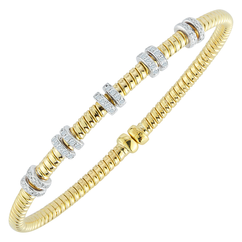 18K Yellow & White Natural Diamond Cuff Bracelet