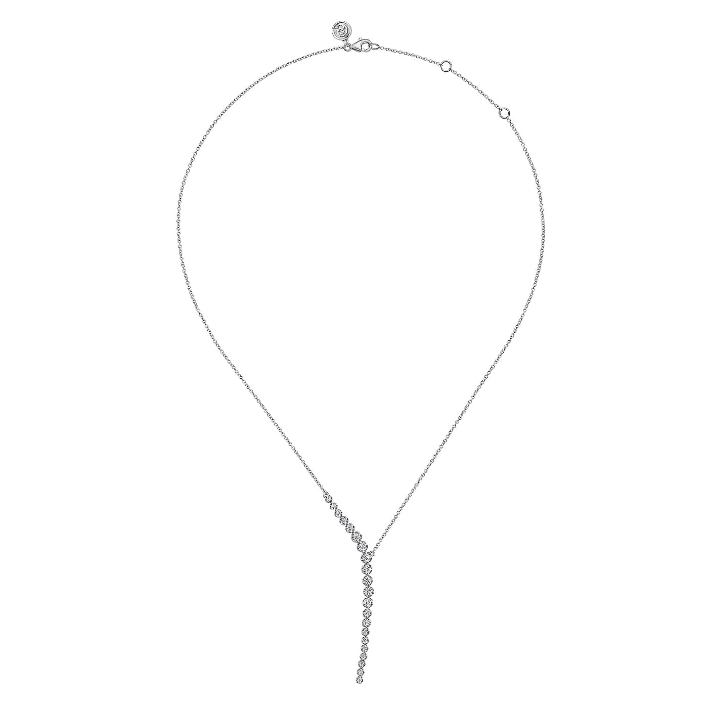 14K White Natural Diamond 17.5 inch Necklace