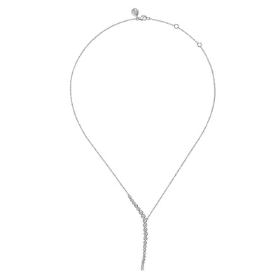 14K White Natural Diamond 17.5 inch Necklace