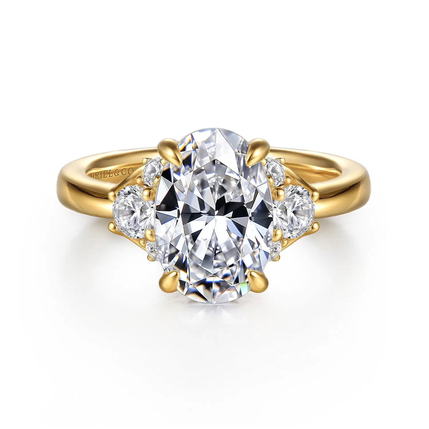 14K Yellow Natural Diamond Semi-Mount Ring that accomodates a 10.5 X 7 mm Center